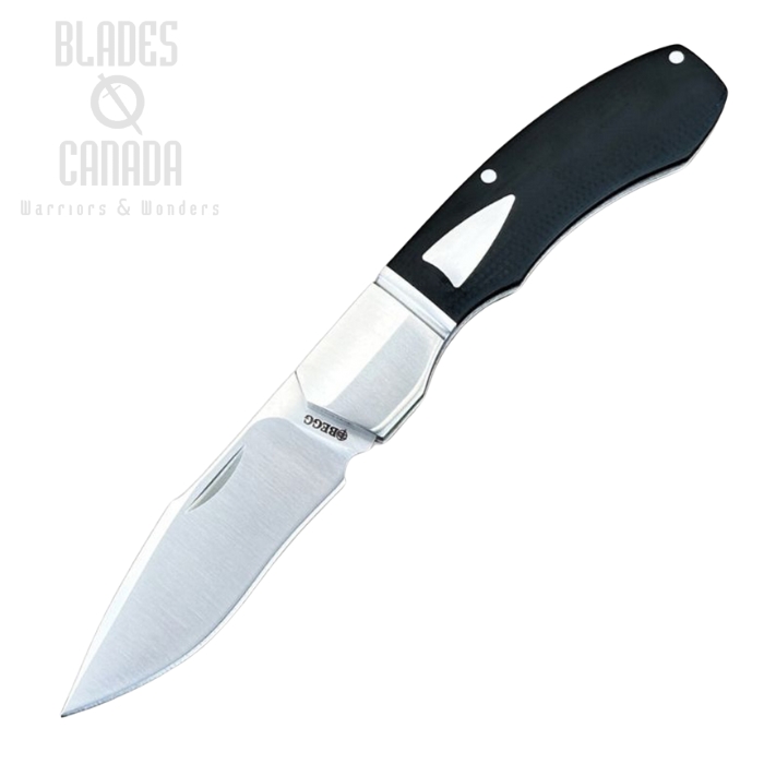 Begg Knives Traditional Slipjoint Folding Knife Large, 14C28N Satin Recurve Blade, G10 Black, BG038